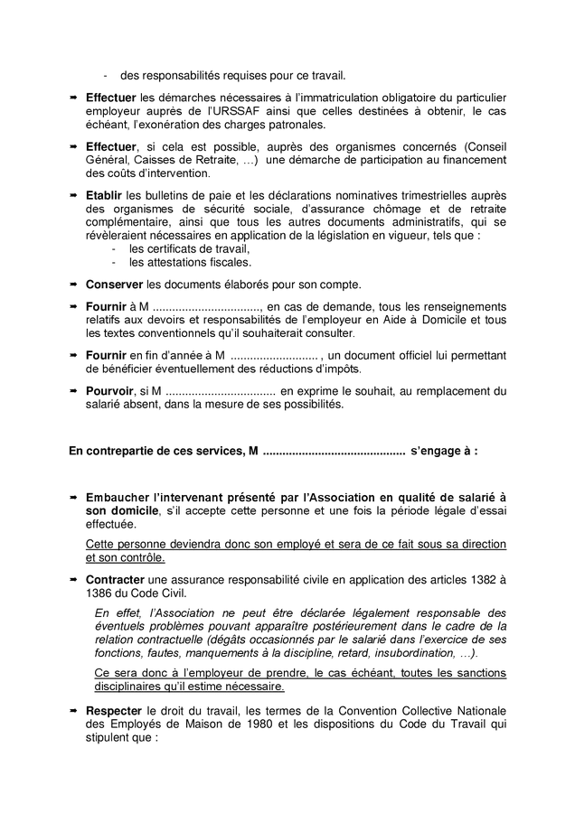 Modele De Contrat De Mandat - L'aide à Domicile - DOC, PDF - Page 2 Sur 4