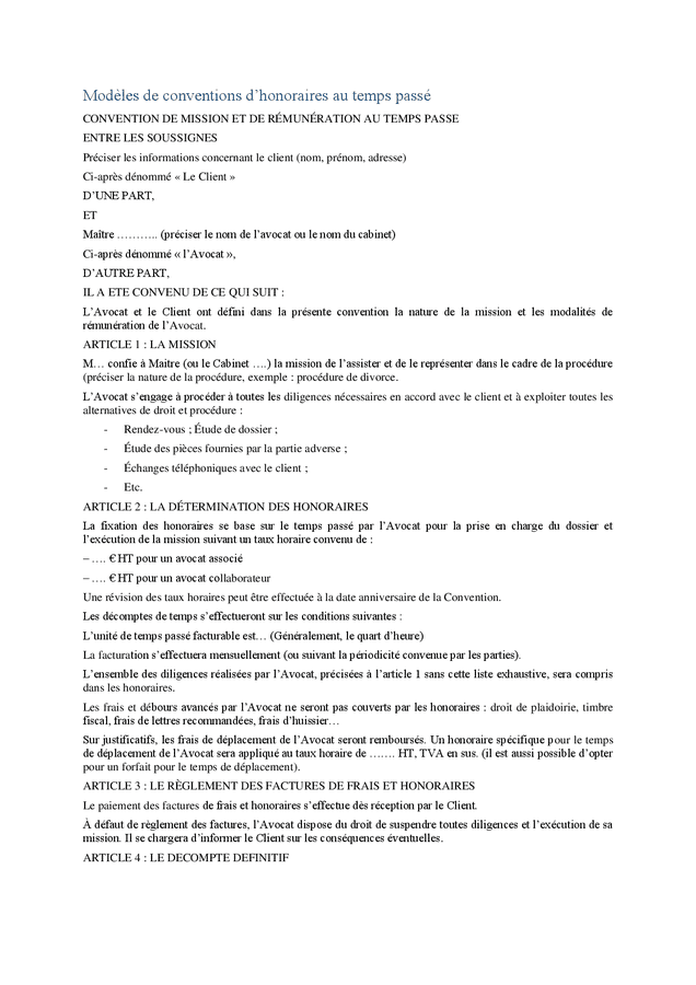 Mod les De Conventions D honoraires Au Temps Pass DOC PDF Page 1 Mod les De Conventions D honoraires Au Temps Pass DOC PDF Page 1