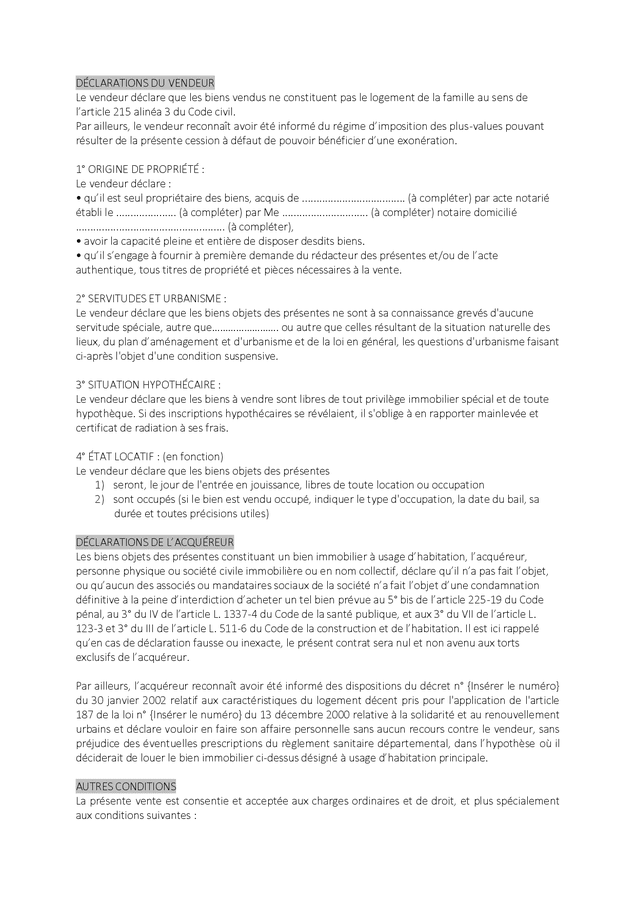 Modèle promesse de vente DOC, PDF page 2 sur 7