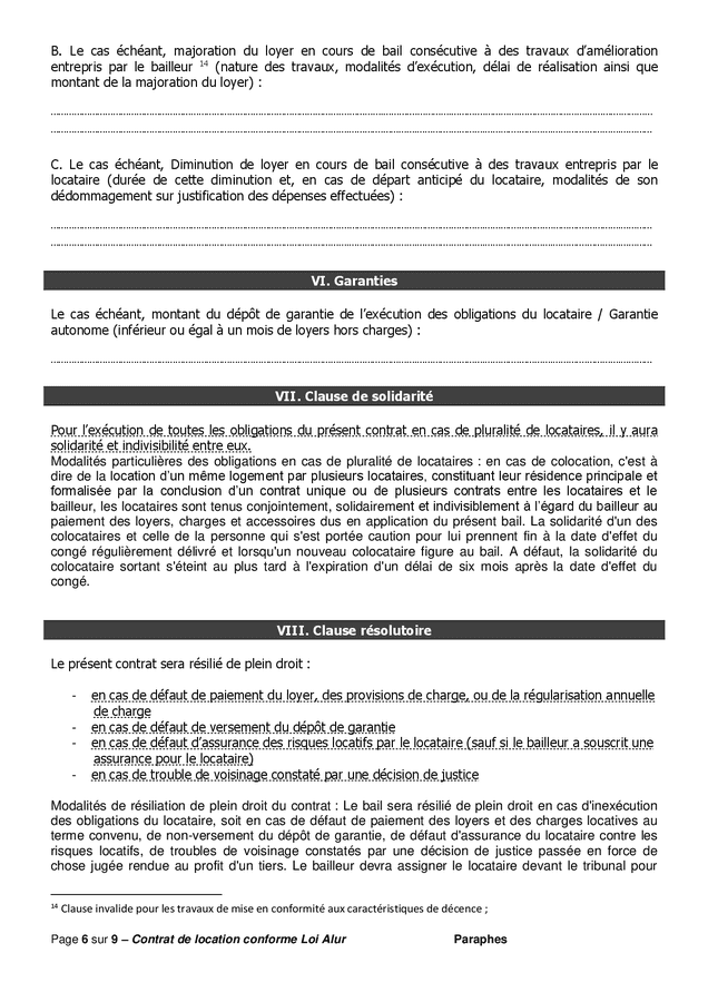 Exemple De Contrat Type De Location Ou De Colocation - Logement Non ...