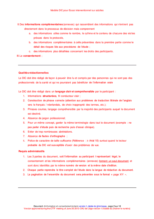 Modèle DIC pour essai interventionnel sur adultes - DOC, PDF - page 2 ...