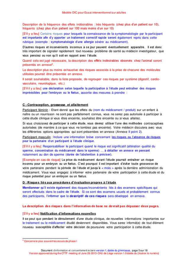 Modèle DIC pour essai interventionnel sur adultes - DOC, PDF - page 5 ...