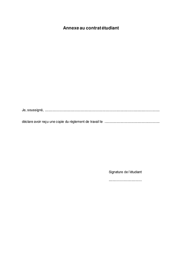 Contrat de travail étudiants, ouvriers, temps partiel (Belgique) - DOC ...