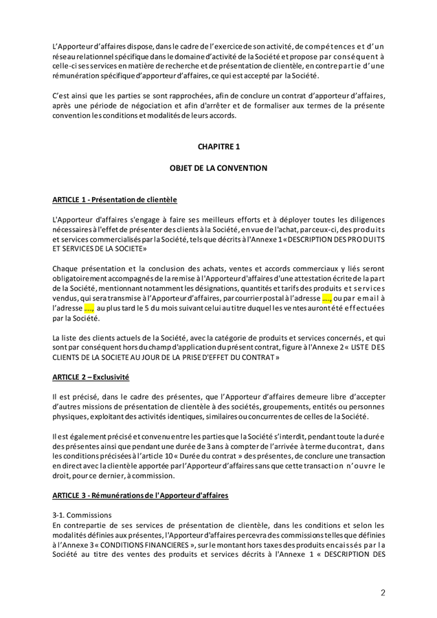 Contrat apporteur d'affaires type DOC, PDF page 2 sur 11