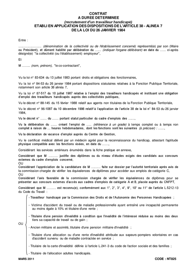 CDD recrutement d'un travailleur handicapé DOC, PDF page 1 sur 3