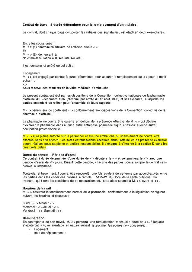Engr Rouf Cdd Durée Cdd Remplacement Sans Motif – TLWK