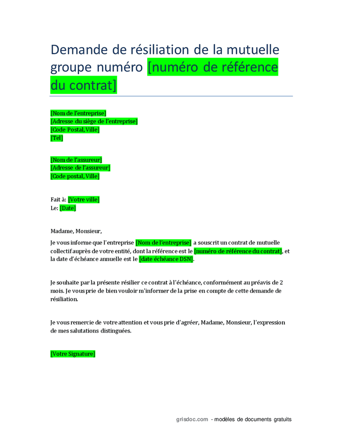 Lettre résiliation mutuelle par l'employeur DOC, PDF page 1 sur 1