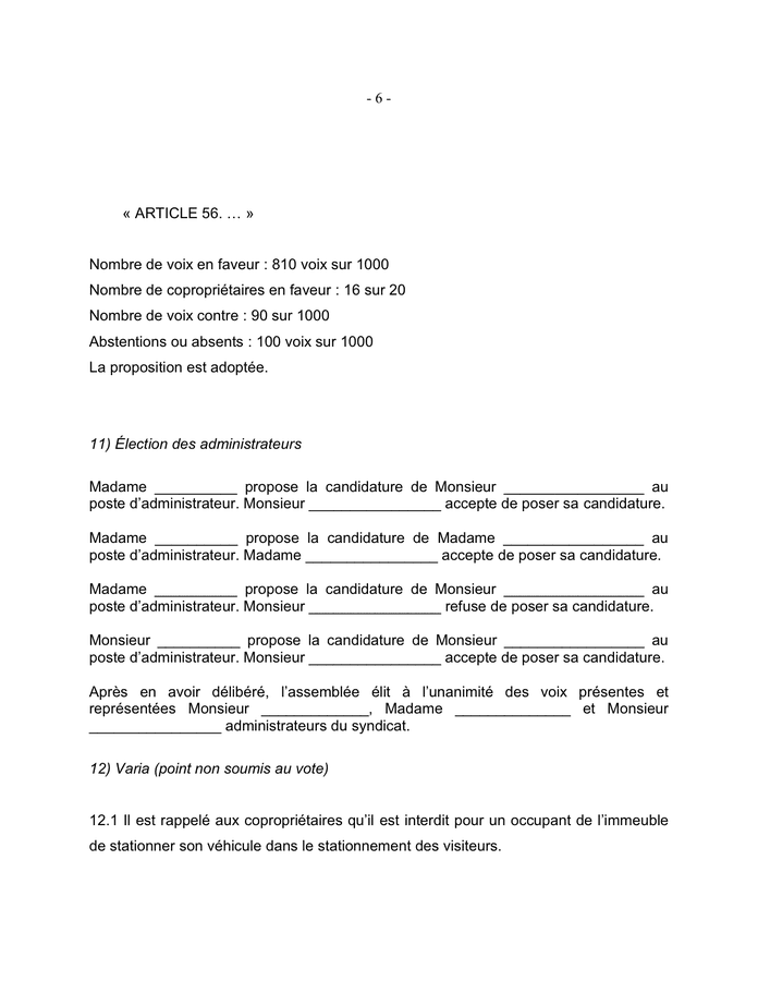 Procès  verbal d’une assemblée générale annuelle  DOC, PDF  page 6 sur 7