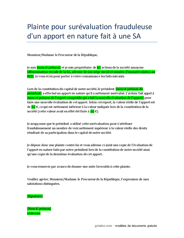 Lettre type plainte téléchargement gratuit documents PDF Word et Excel