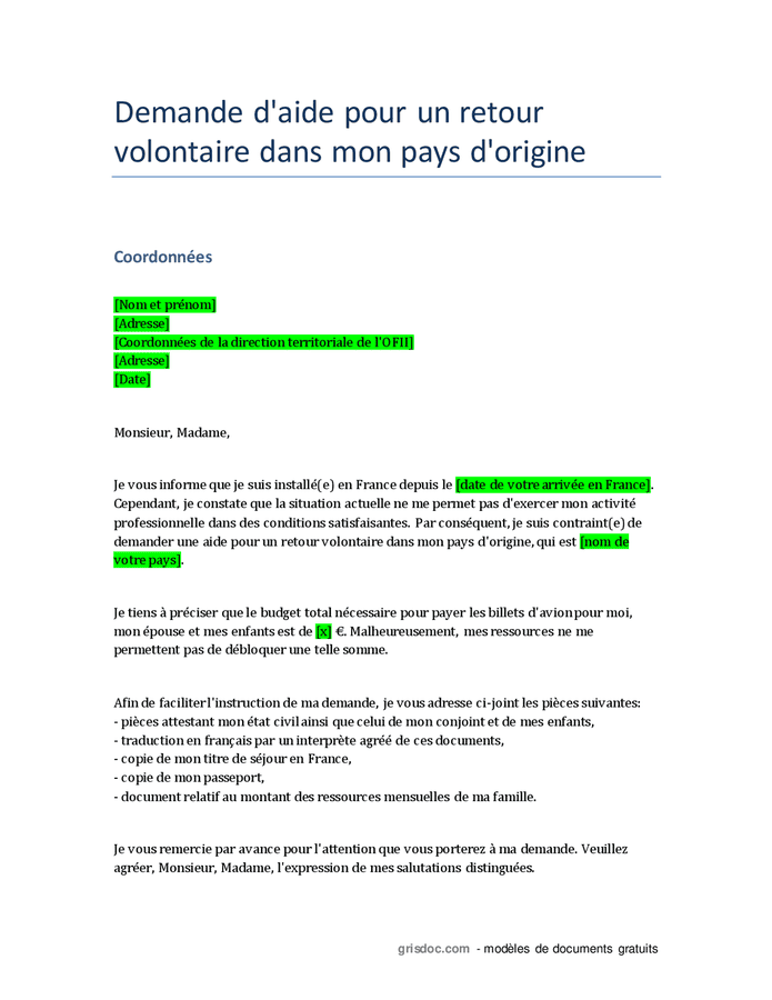 Demande d
