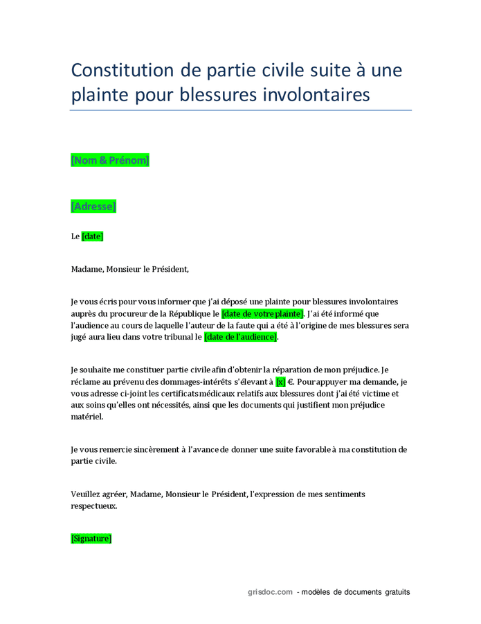 Lettre type plainte téléchargement gratuit documents PDF Word et Excel