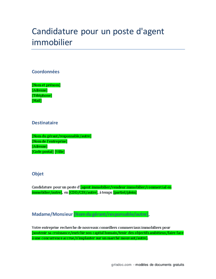 Lettre De Motivation Dagent Immobilier Doc Pdf Page 1 Sur 2 2725