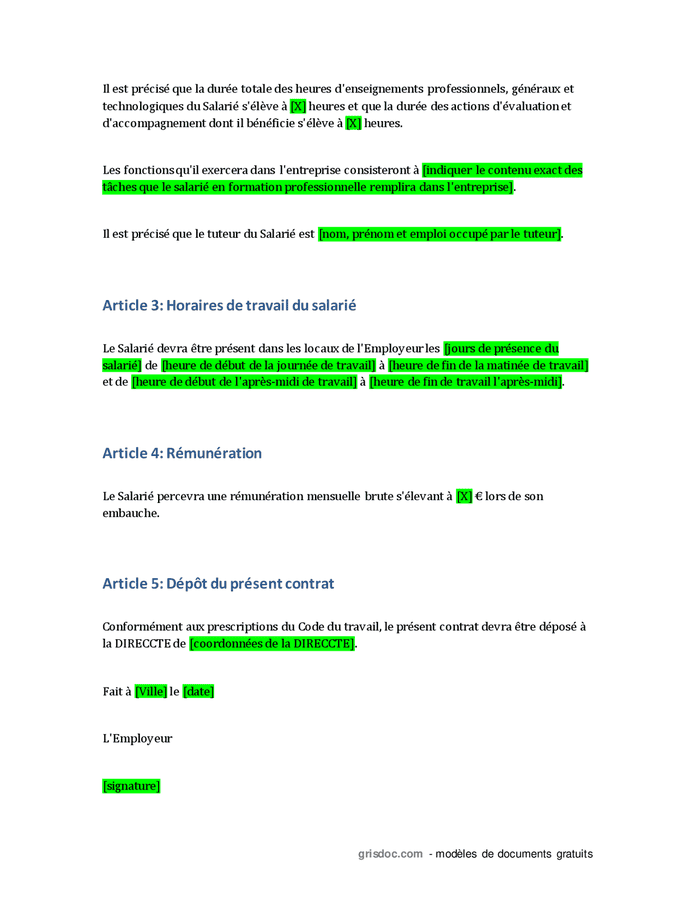 Contrat De Professionnalisation - DOC, PDF - Page 3 Sur 4