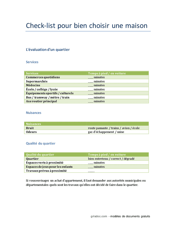 Checklist pour bien choisir une maison DOC, PDF page 1 sur 3