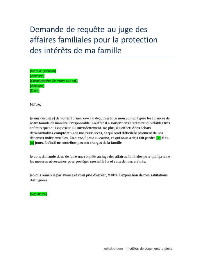Requête Aux Affaires Familiales – YJNKG