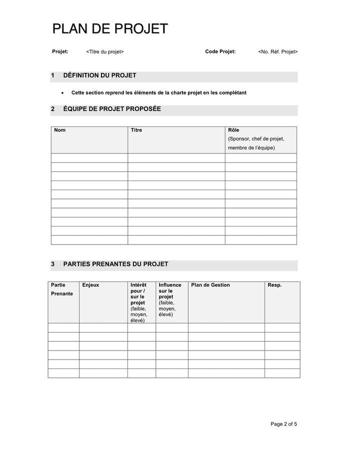 Plan de projet  DOC, PDF  page 2 sur 5