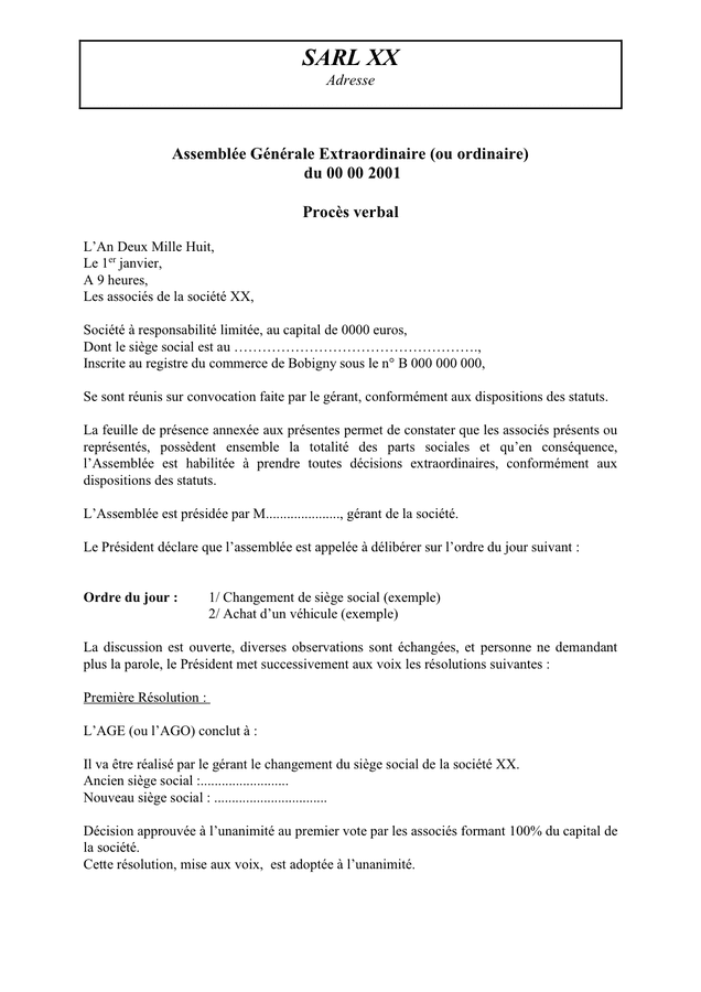 Exemple de procès verbal  DOC, PDF  page 1 sur 2