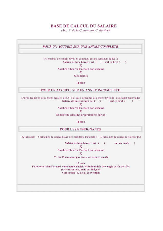 Modelé de contrat de travail assistante maternelle  DOC, PDF  page 12