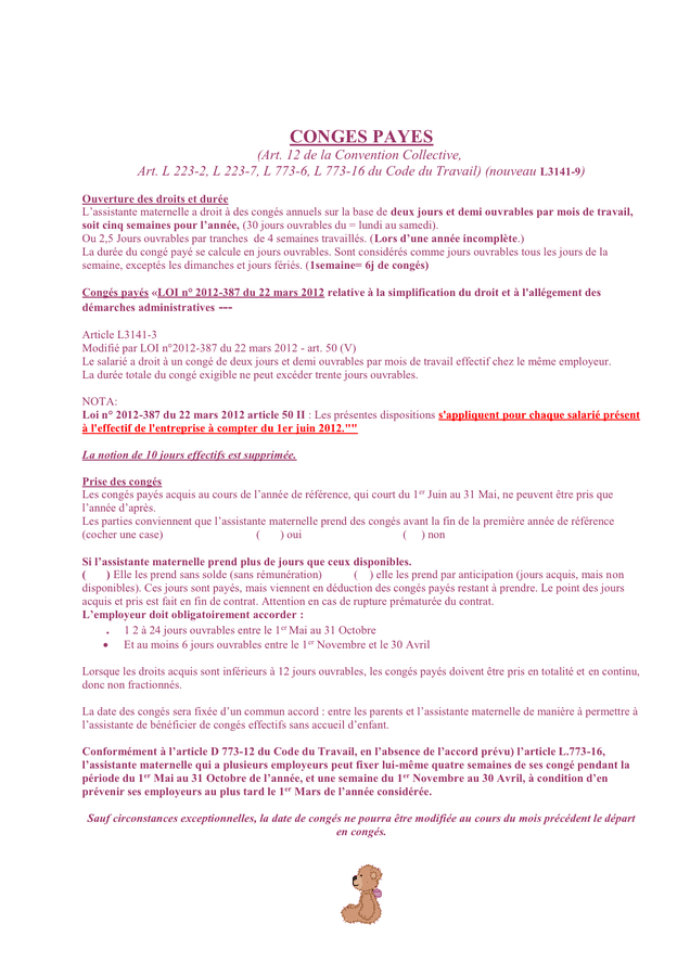 Modelé de contrat de travail assistante maternelle  DOC, PDF  page 17