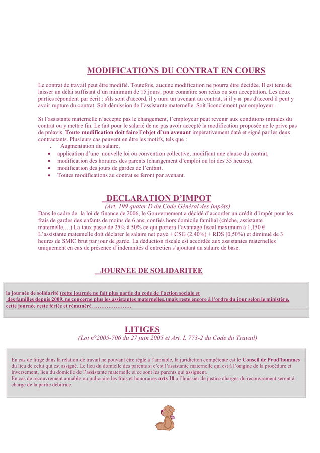 Model De Contrat De Travail Assistante Maternelle Doc Pdf Page