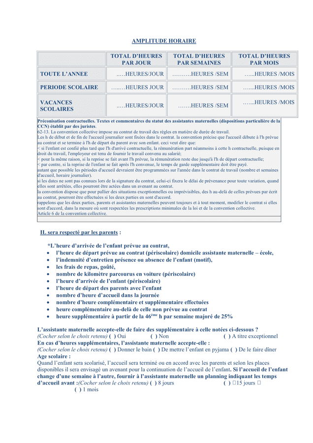 Modelé de contrat de travail assistante maternelle  DOC, PDF  page 39