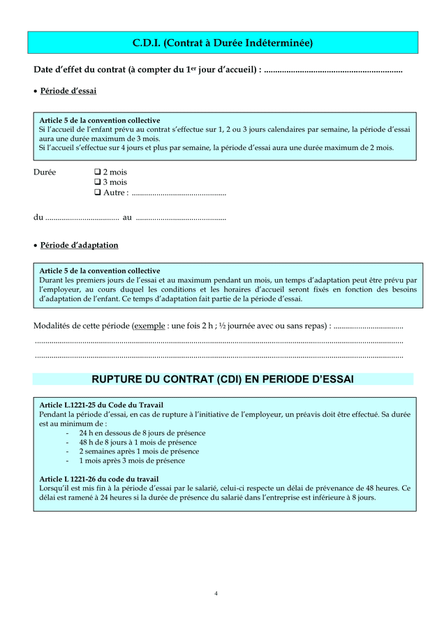 Modelés de contrat de travail DOC, PDF page 4 sur 43
