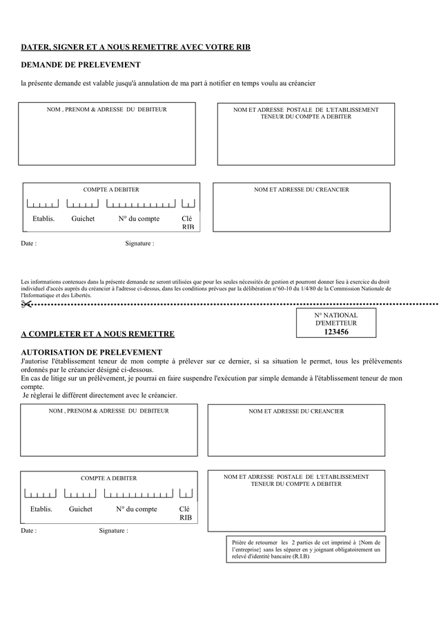 Modèle autorisation prélèvement DOC, PDF page 1 sur 1